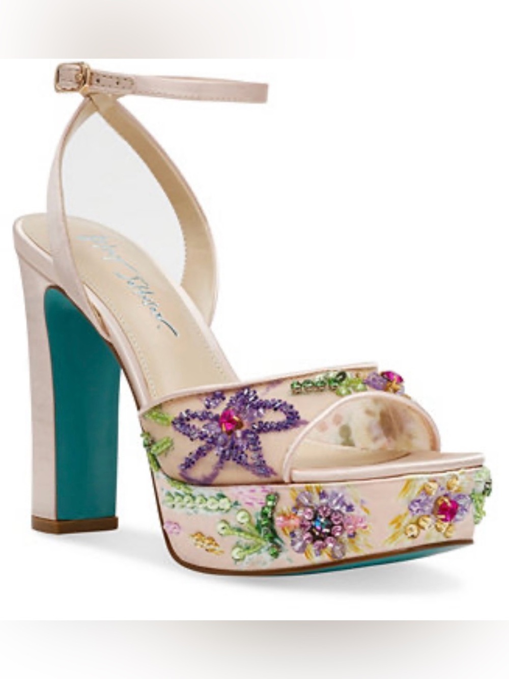 NWOT Betsey Johnson Viven Jeweled Platform Heels Floral Beaded Size 9.5